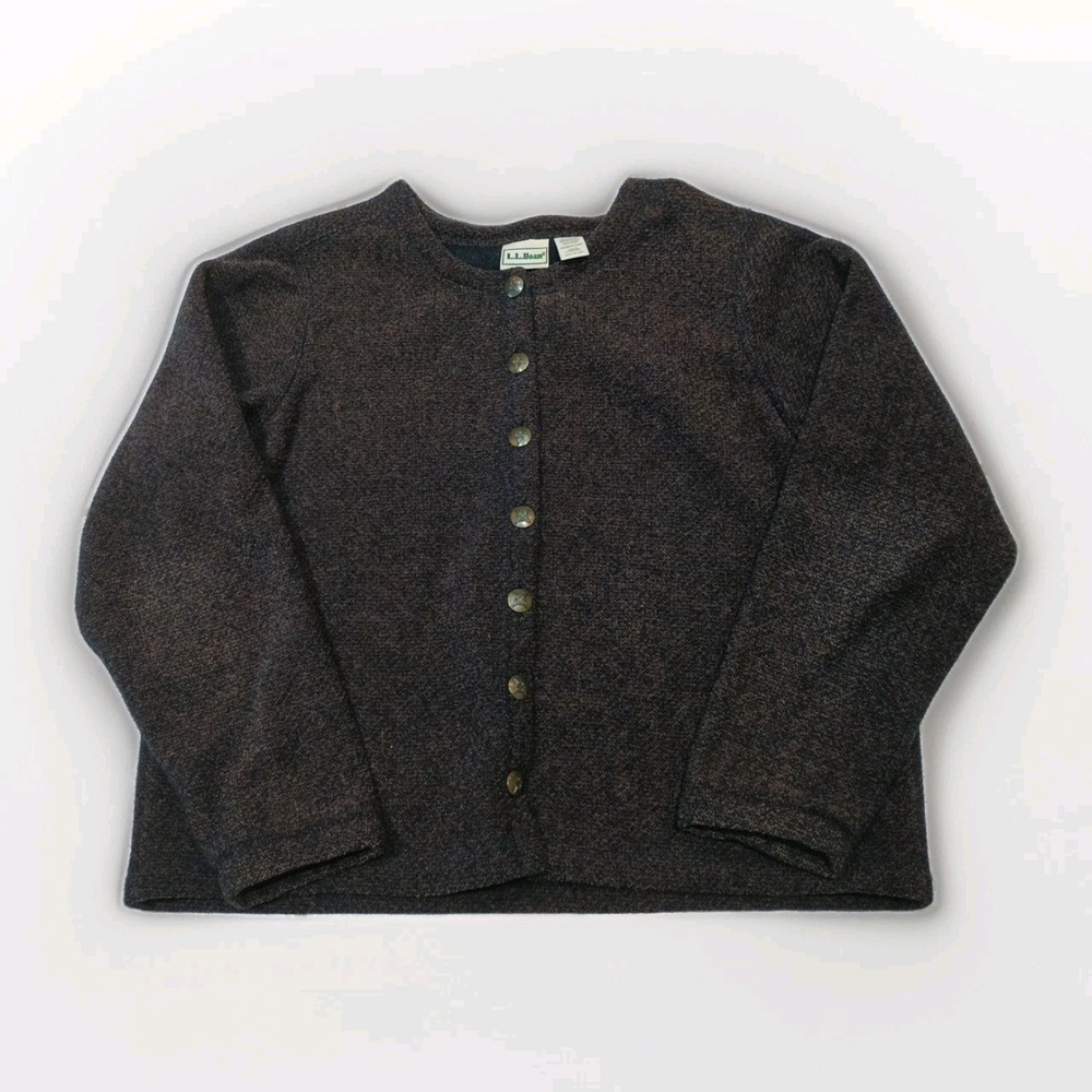 L. L. Bean Women's 0JX65 Cardigan Sweater Front MD Brown Black